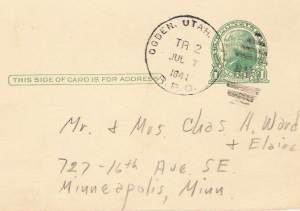 Lorne postcard to his parents 7_7_41