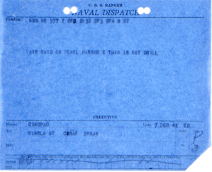 Naval dispatch from the Commander in Chief Pacific