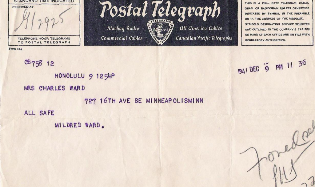 Milly's telegram home