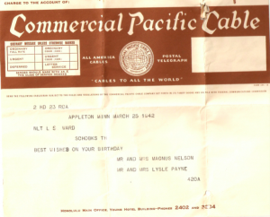 Lorne's Birthday Telegram 1942