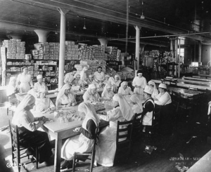 Red Cross workers rolling bandages WWII Red Cross workers rolling bandages WWII