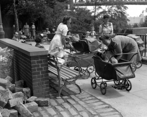 Women With Strollers In The Park, August 1943 Women With Strollers In The Park, August 1943